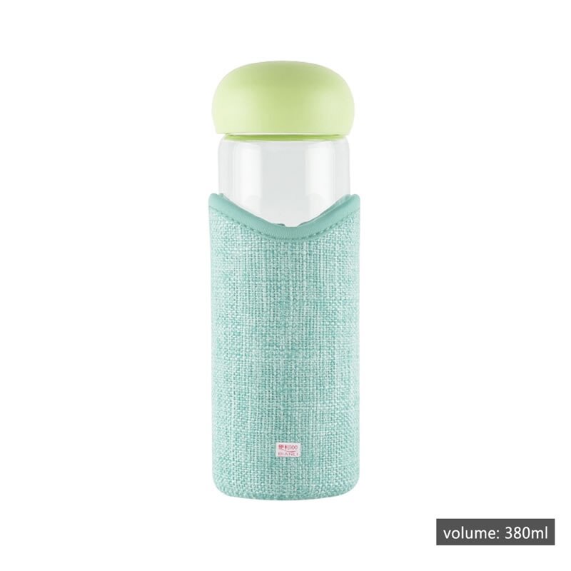 Upspirit 380ml champignonglasflaske med dækning drikkevandskedel tumbler bærbar udendørs sport protein shaker drinkware: Grøn
