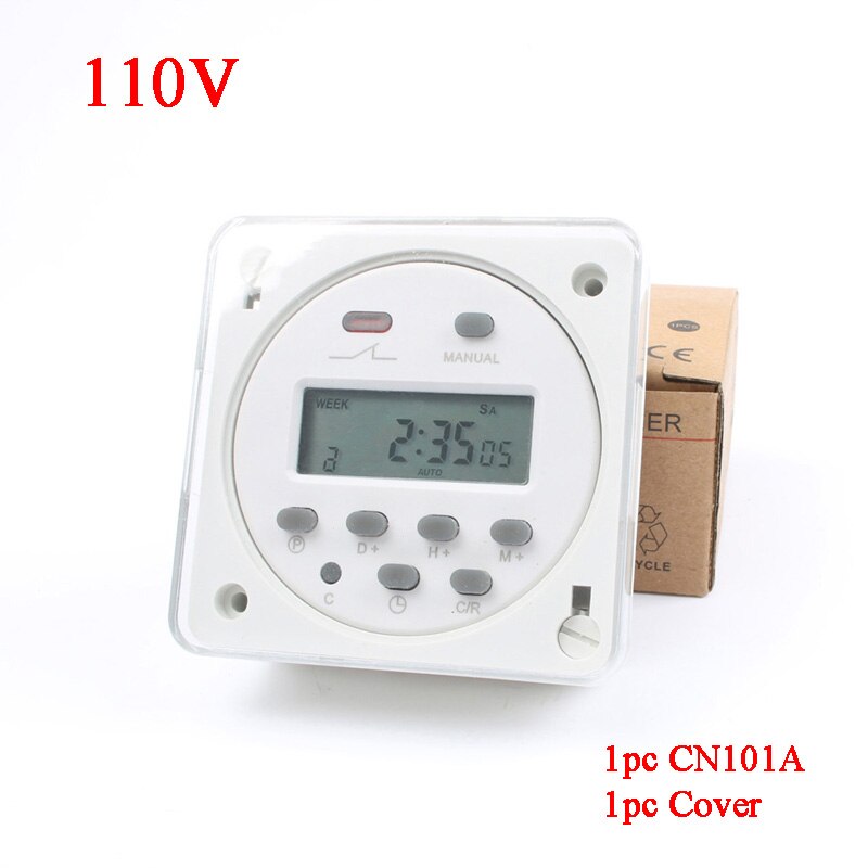 CN101A AC 220V 230V 240V 8A TO 16A Time Switch Relay TIMER 10A CN101 Digital LCD Power weekly Programmable with protective cover: 110V