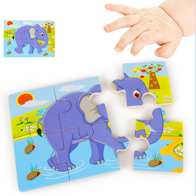 6 Kleine Stuk Kids Toy Houten Puzzel Houten 3D Puzzel Voor Kinderen Baby Cartoon Dier Puzzels Educatief Speelgoed