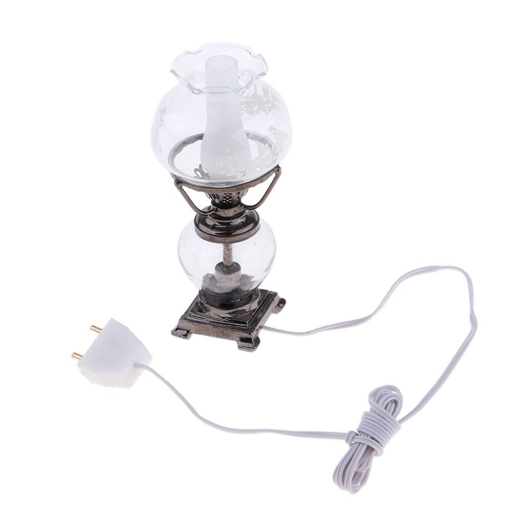 1/12 Dollhouse Mini Double Head Light Desk Lamp with Wire Indoor Home Decor