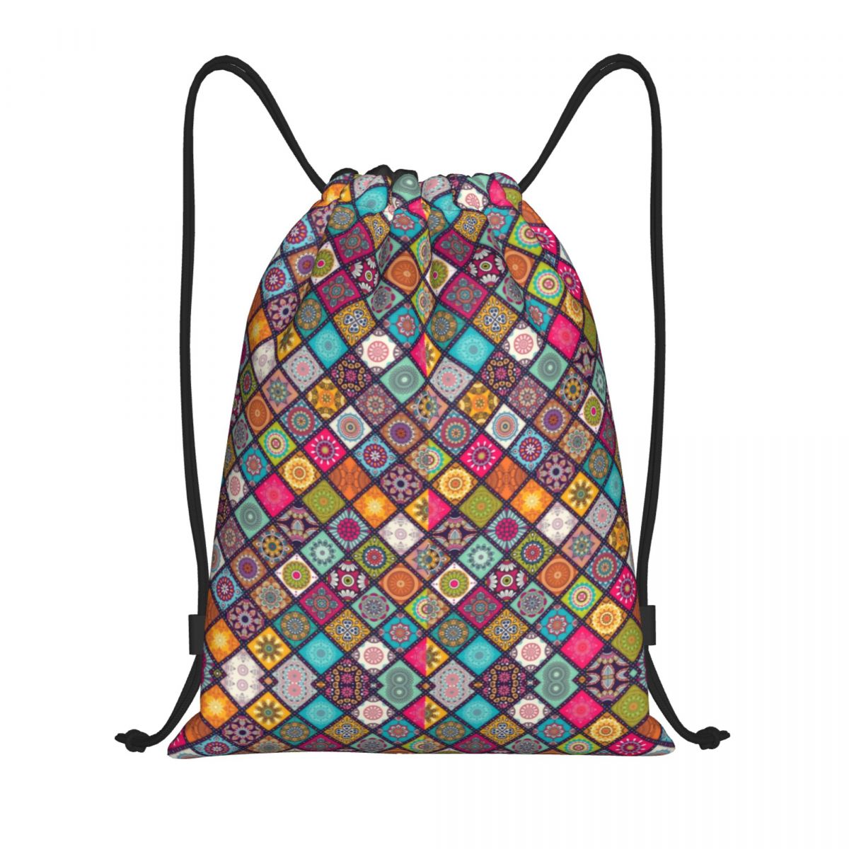 Custom Cool Paisley Bandana Style Drawstring Bags Women Men Lightweight Sports Gym Storage Backpack: black