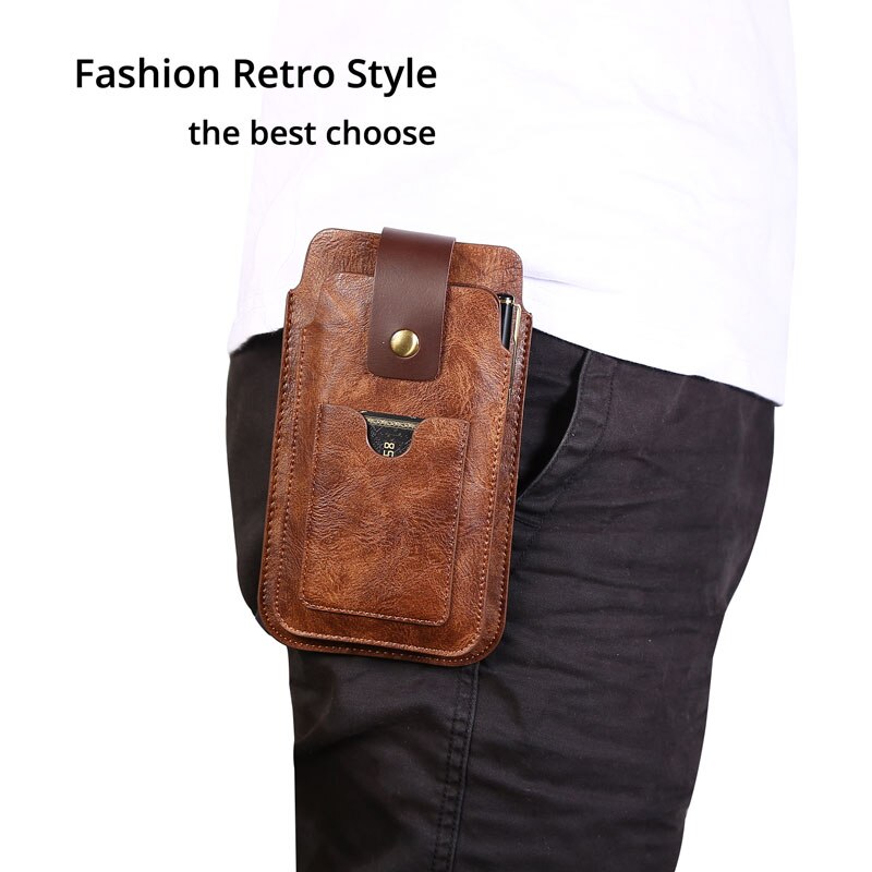 Chezvous telefone saco cinto clipe caso para iphone11 11pro x xr xs max 8 7 6 mais magro bolsa de couro dupla 4.7-6.4 com suporte de cartão