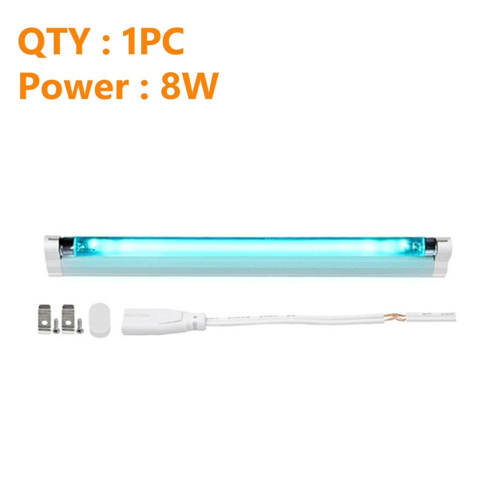 LED Tube UV Ozone germicide lampe UVC désinfection lumières T5 Tube tuer poussière acarien Ultraviolet stérilisateur ampoules 6W/8W ue Plug 220V: 8W