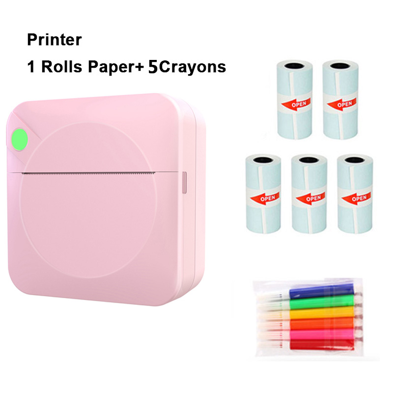 Mini Printer Portable Thermal Printing Machine Bluetooth Mini Photo Picture Label Printer for Android iOS DIY Home Use Printer: C17-PING-J5PCS