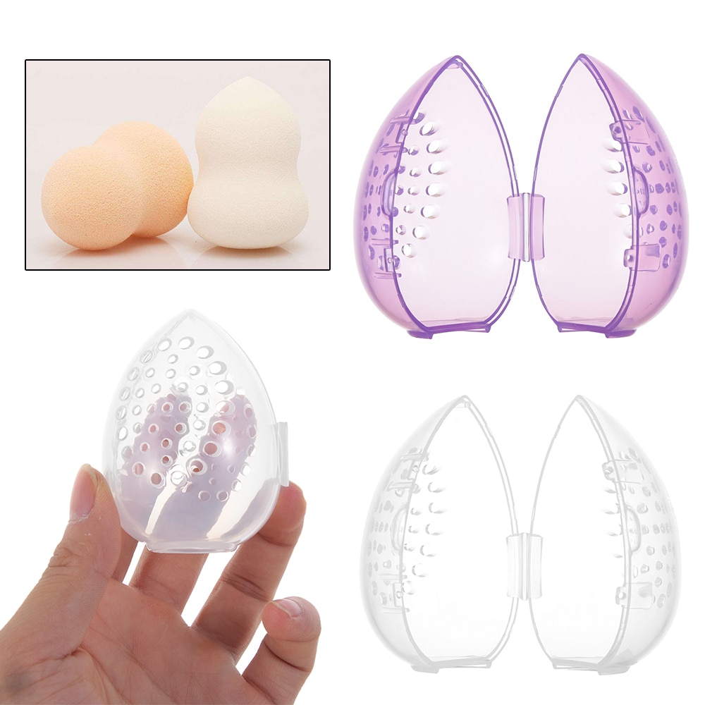 1pcs Sponge Stand Storage Case Makeup Puff Holder Empty Cosmetic Egg Shaped Rack Transparent Makeup Puffs Drying Box