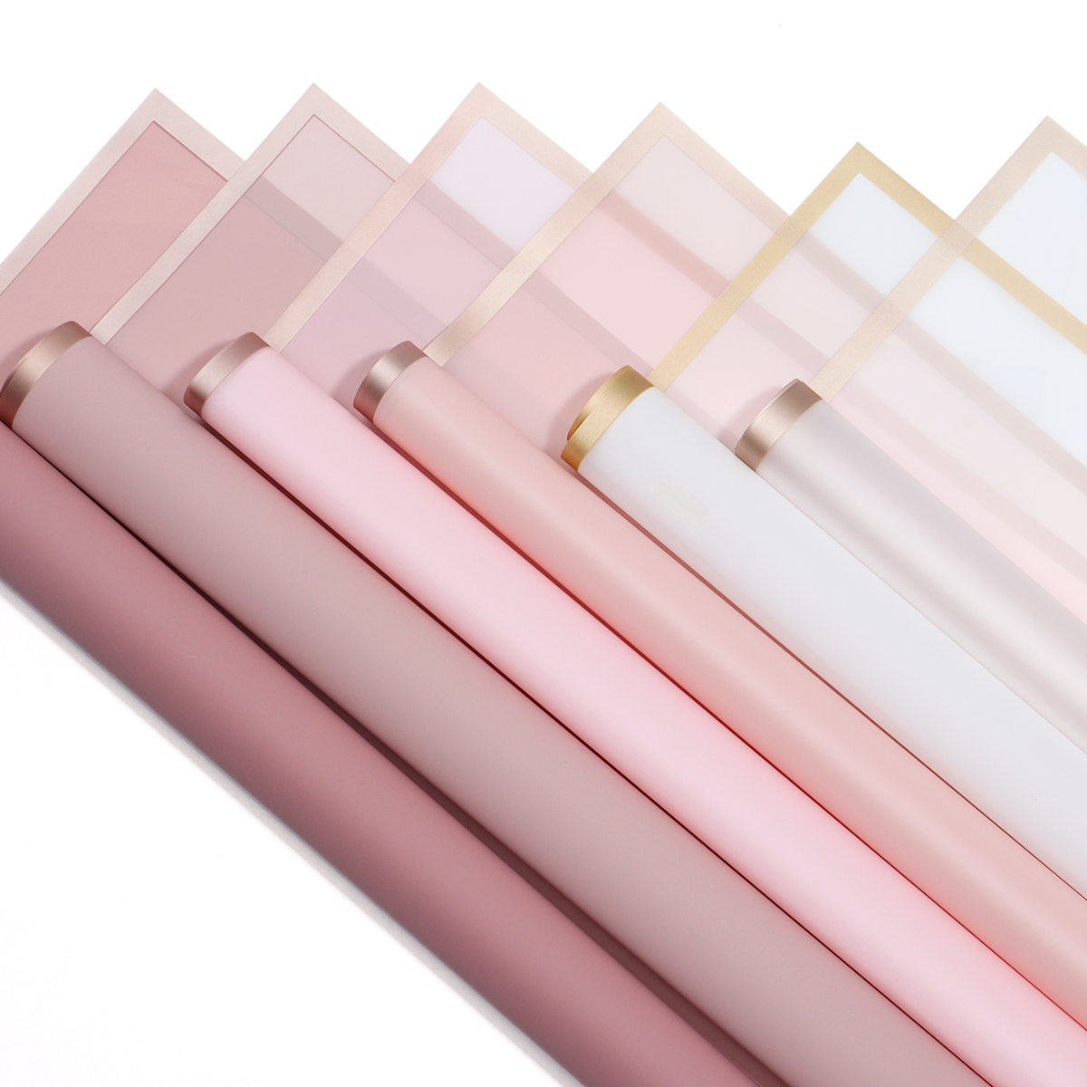 20 Stuks Plastic Boeket Inpakpapier Kleur Waterdicht Gouden Rand Jelly Film voor DIY Bloemen Party Thuis Verpakkingsbenodigdheden