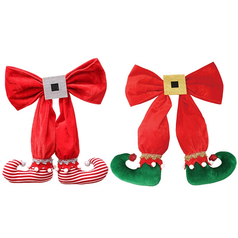 Elf Foot Hanging Christmas Tree Bow Elf Boots Pendant Hotel Atmosphere Layout for Year Party Scenes Arrangement