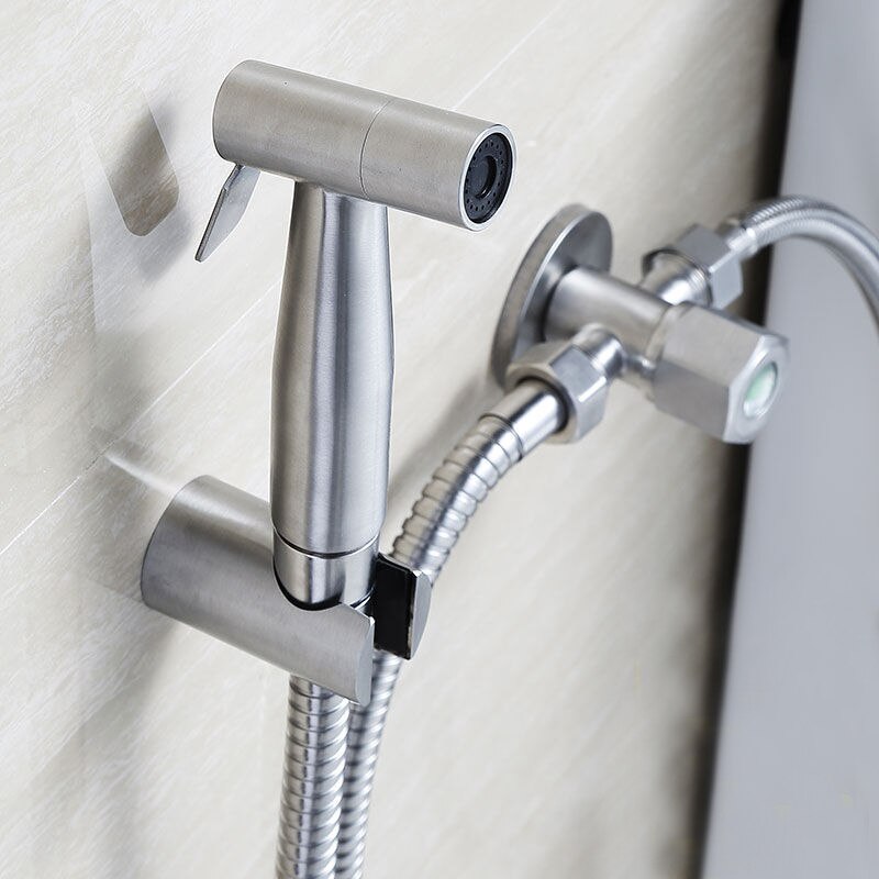 Zilver Handheld Wc Spuit Roestvrij Staal Spuit Kit Bidet Spray Voor Toilet Voor Douche Sproeier Wall Of Wc