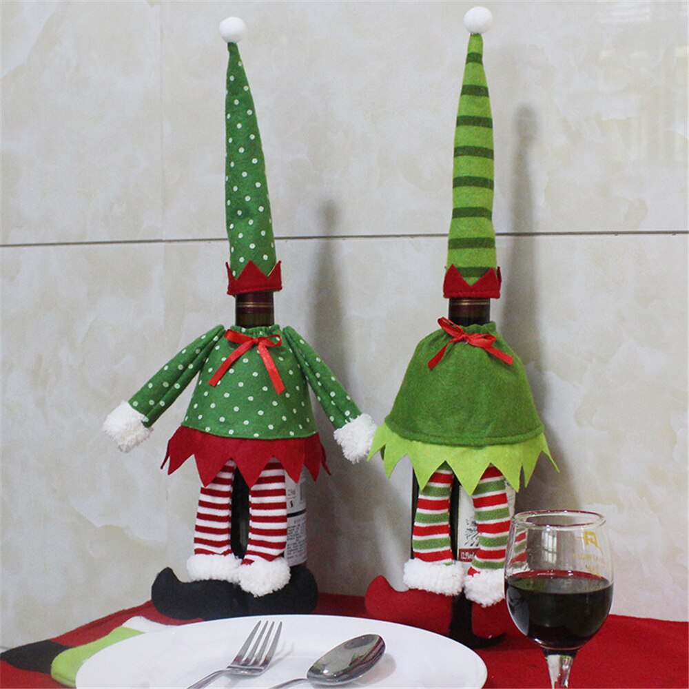 1 sæt rødvin hold flaske dækning poser jul fest dekoration forsyninger rødvin udsmykning poser alf vinpose