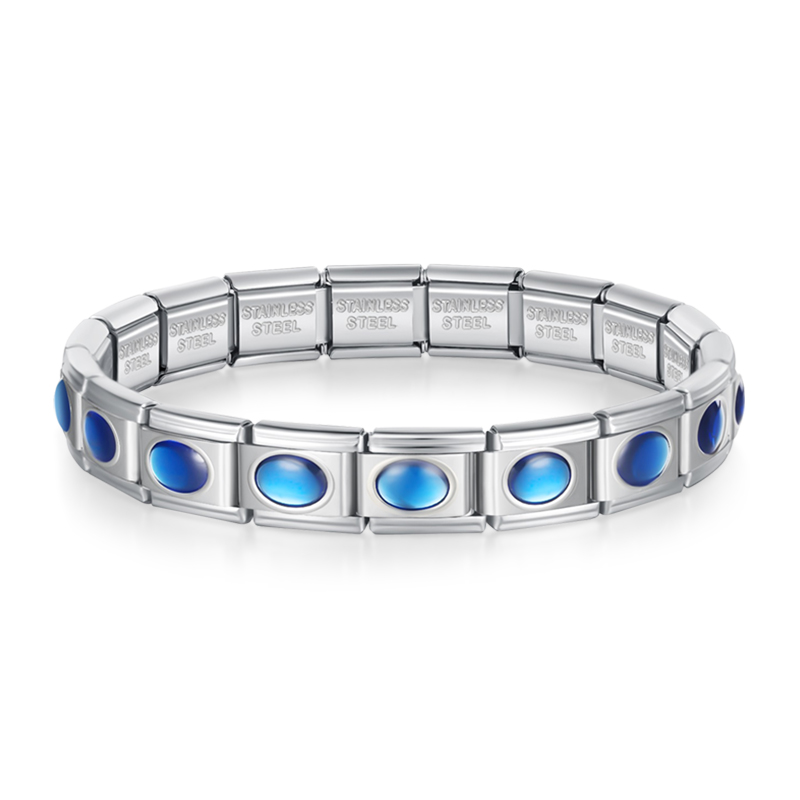 Hapiship 2025 Mode Blauwe Ster Voetafdruk Itanlian Elastische Charme Roestvrij Stalen Armband Sieraden G267: VERMEIL