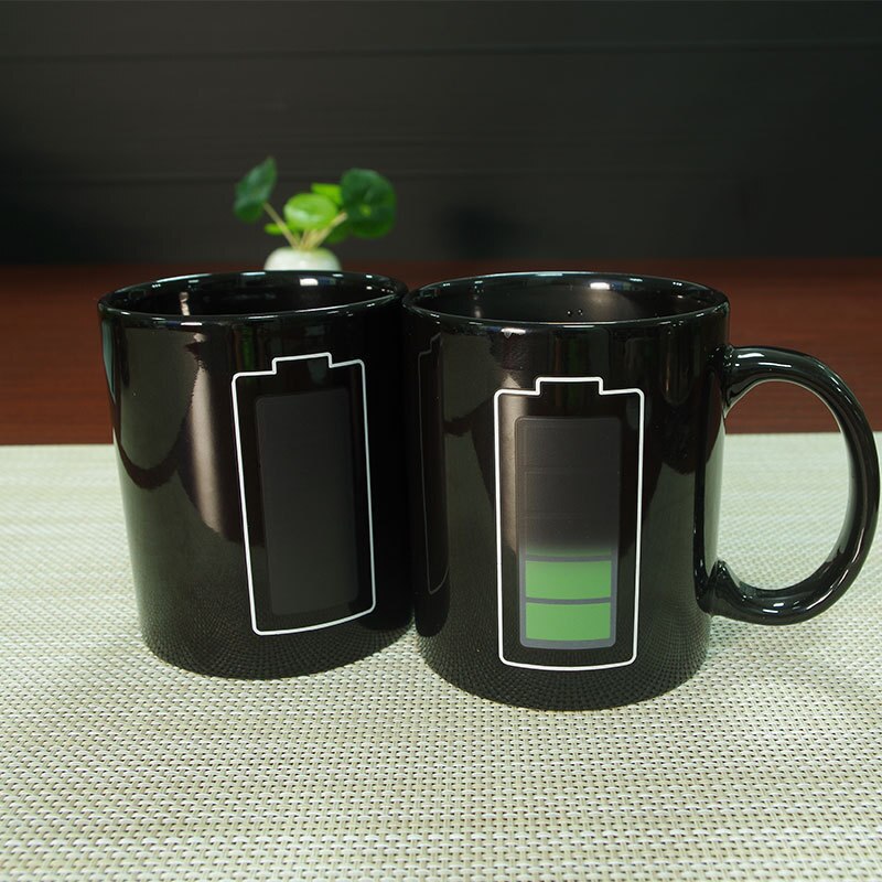 Batteri magisk krus positiv energi farve skiftende kop keramisk misfarvning kaffe te mælk krus nyhed