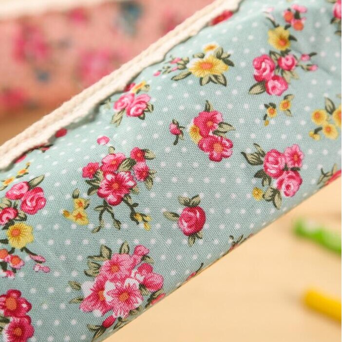 1 Stks/partij Mini Retro Bloem Bloemen Lace Etui Pen Zak Multifunctionele Rits Potlood Houder Tas briefpapier