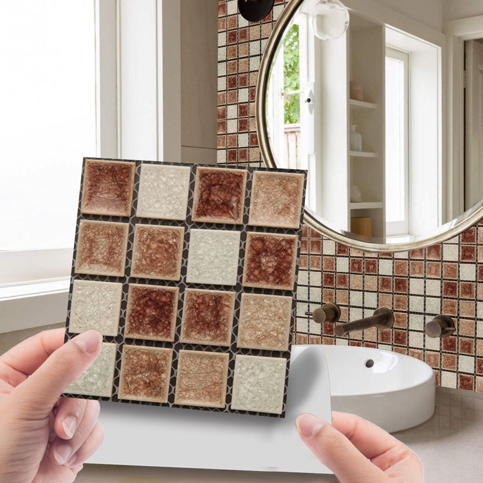 10pc 3D Crystal Tile Stickers DIY Waterproof Self-Adhesive Wall Stickers merry Christmas Decoration For Home: J