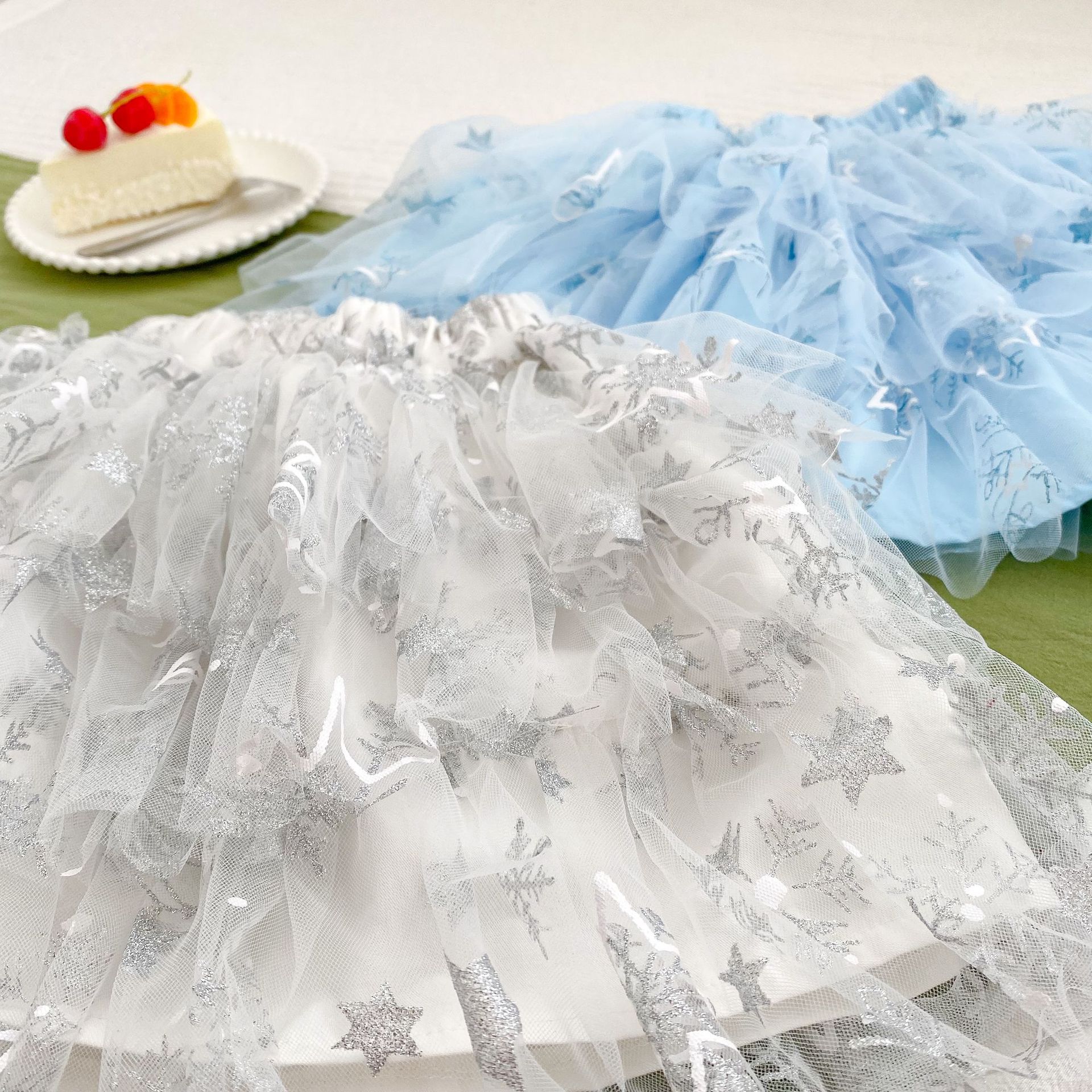 Meisjes Pailletten Ster Rokken Prinses Mesh Tutu Zomer Fantasy Sneeuwvlok Kinderen Baljurk Rok Zoete Baby Party Falda Tulle