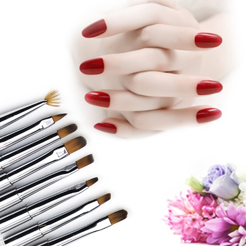 8Pcs Acryl Nail Brush Uv Gel Lak Schilderen Liner Pen Manicure Pedicure Kit Voor Nagels Gereedschap