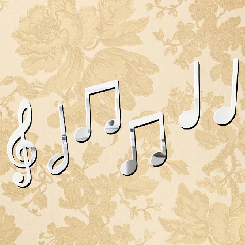 Music Notes Mirror Stickers Carved Wall Stickers Practice Dance Room Bar Living Room Bedroom Art Decorations
