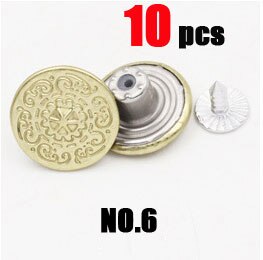 10 Stks/zak 17 Mm Metalen Jeans Knop Naaien Kleding Accessoires Broek Jean Knop Decoratie Voor Diy Naaien: NO.6 10pcs