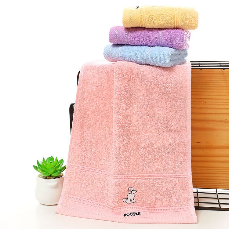 cotton children face cleaning towel 25*50cm embroidery cartoon dog towel Super absorbent kindergarten towel Baby bath towel