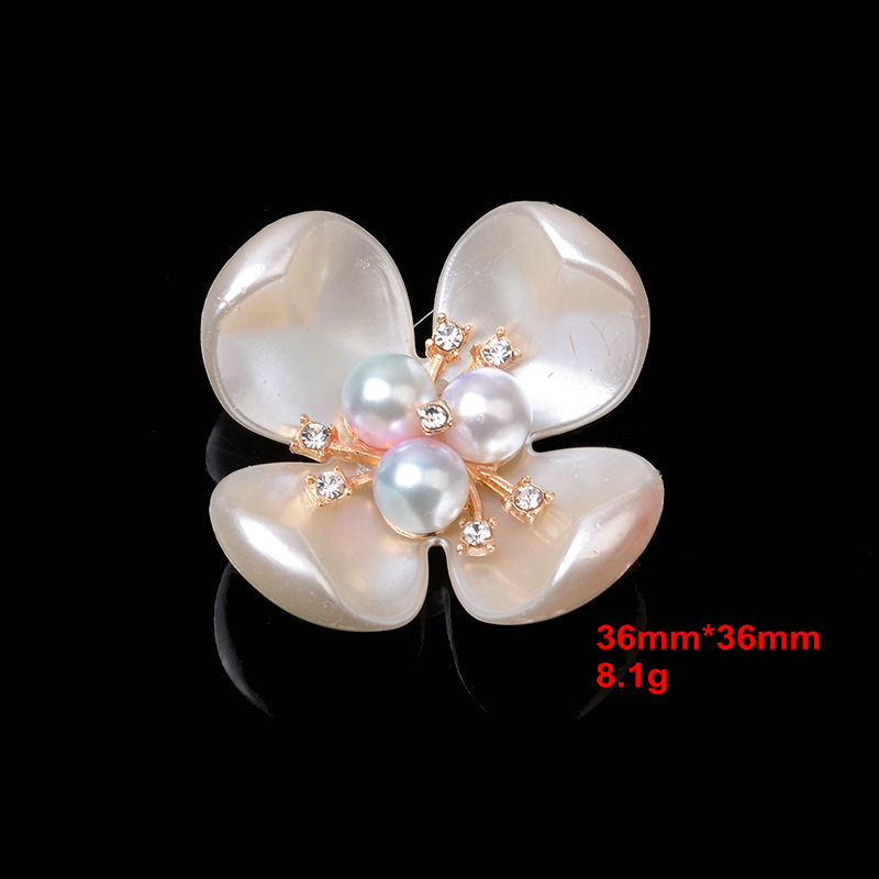 10 Uds. De botones de flores y perlas de concha de diamantes de imitación de aleación de , accesorios de joyería de corazón, ramo de novia, bolsa DIY, Material para manualidades para el cabello