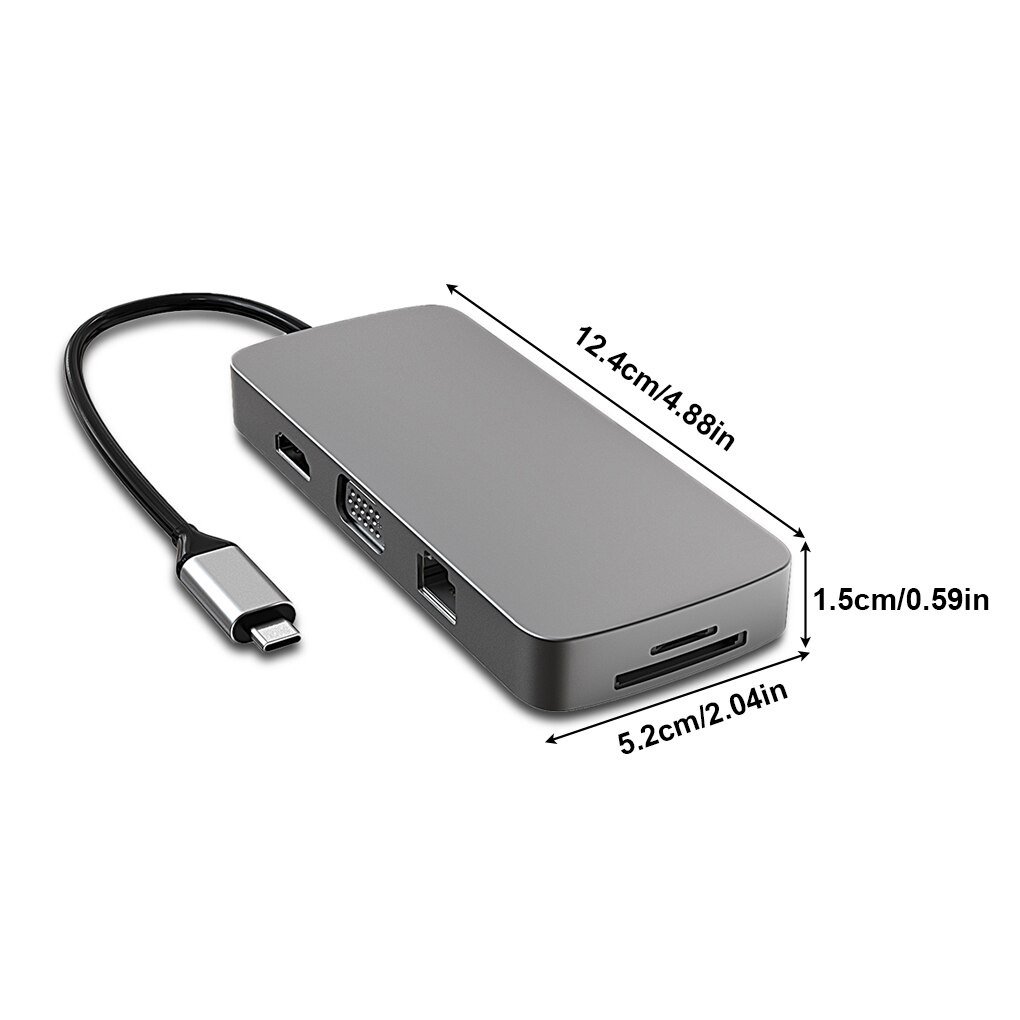 10 in 1 USB 3,0 Hub Adapter Typ C HDMI-compatialble RJ45 VGA 4K PD USB Hub Für macbook Profi Docking Bahnhof