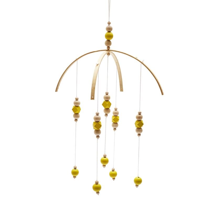 Nordic Baby Rattle Toys Wooden Beads Crib Wind Chimes Newborn Bed Hanging Toy