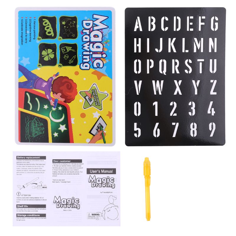 Bambini Fluorescente Tavolo da disegno Magico Disegnare con la Luce Divertimento Lo Sviluppo di Regalo Del Giocattolo: A4-giallo 1