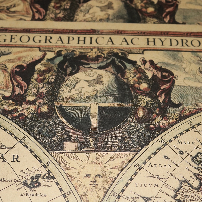 2 Pcs Kaart 72.5*51.5Cm Portret Poster Vintage Religieuze Tekens Poster Europese Oudheid Portretten Kraftpapier Poster