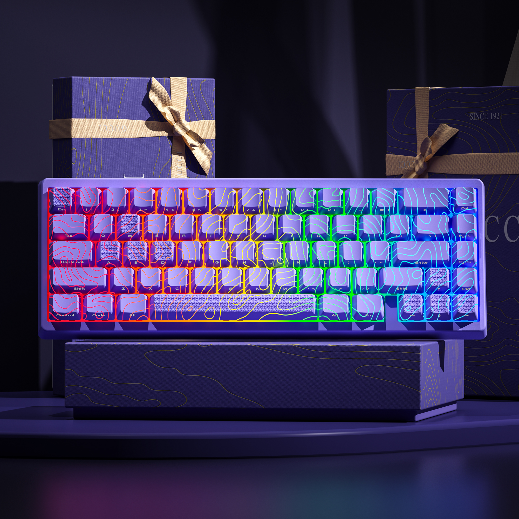 Teclado mecánico XVX M67 JadeStone con teclas IMD-Tech, de junta intercambiable en , teclado con retroiluminación RGB personalizado de tres modos: Morado