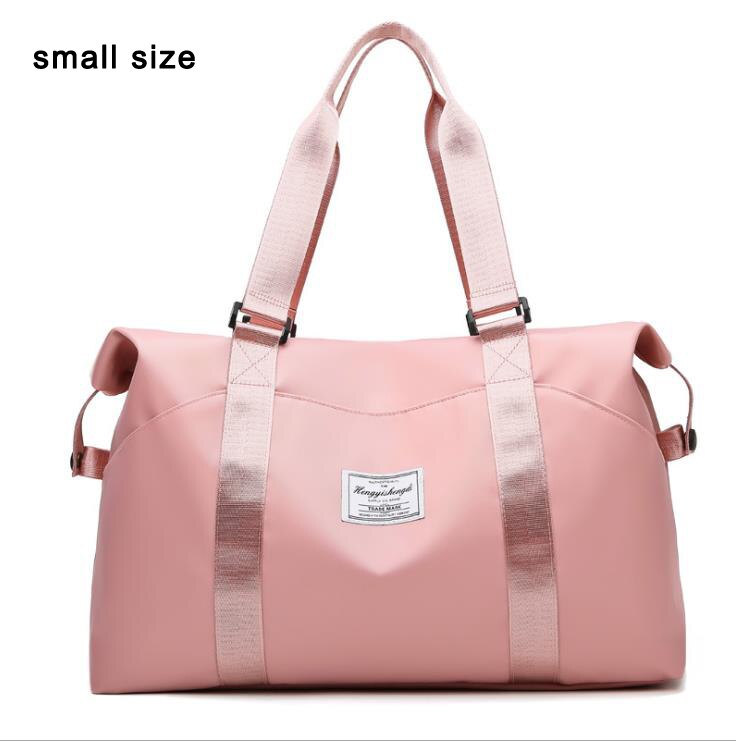 Unissex náilon bolsa de viagem de grande capacidade de mão dos homens pacote de bagagem de armazenamento organizador duffle sacos weekender durante a noite saco: pink small