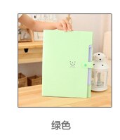 Cute Smile 5 Pocket File Folders High Capacity Plastic Envelope Folder Paper ClipPaper Receiver storage organ bag: Green