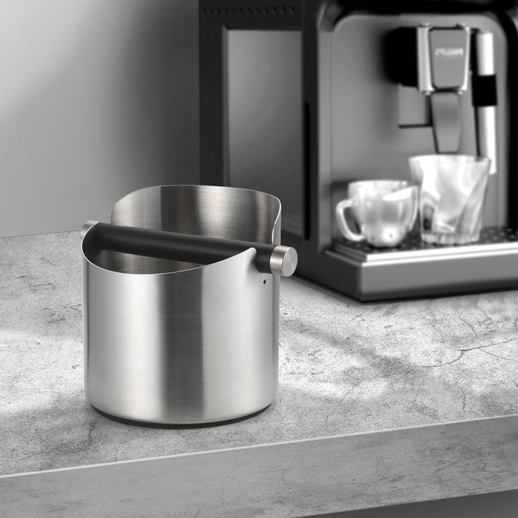 Durable Coffee Knock Box Coffee Tools Removable Knock Bar Shock-Absorbent Barista Style Espresso Dump Bin for Coffee Grounds: Silver S