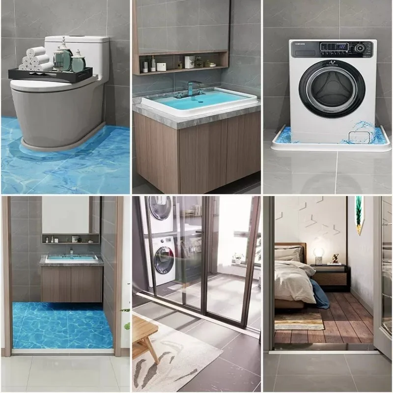 Bathroom Water Stopper Water Retaining Bendable Strip Dry &Wet Separation Silicone Seal Strip Blocker Shower Dam Flood Barrier