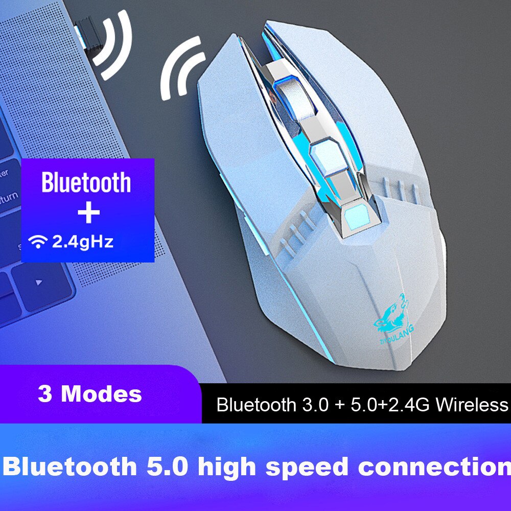 X5 Bluetooth 5.0+3.0+2.4G Wireless Three Mode Mute Rechargeable Gaming Mouse: B