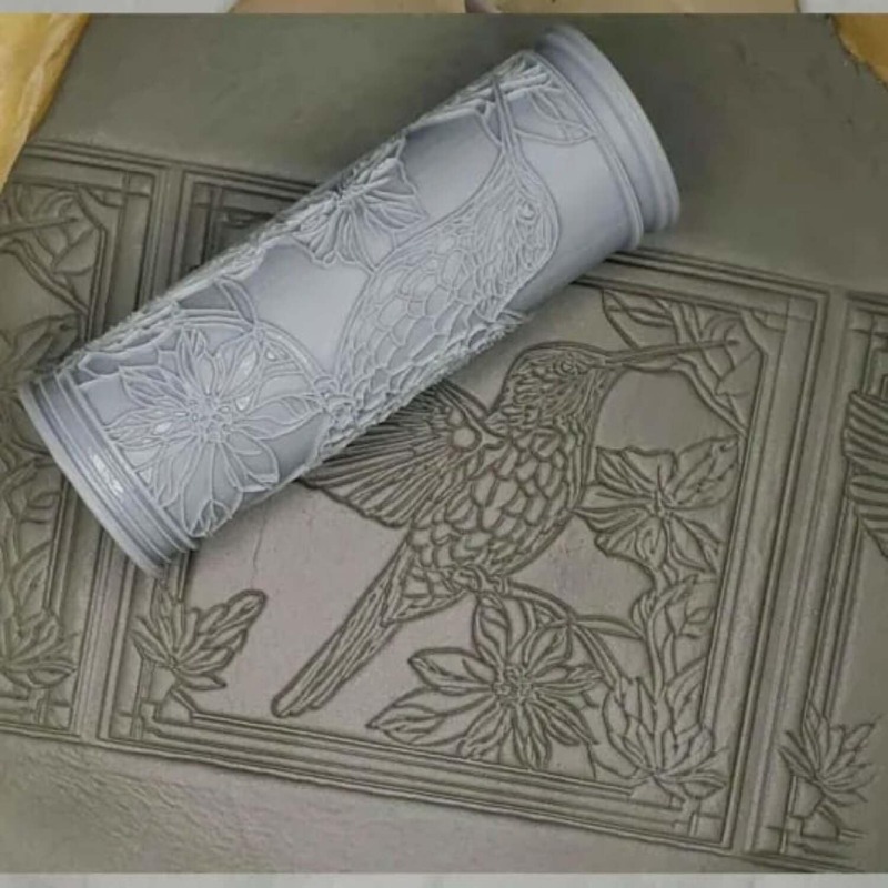 Clay Tile Roller 3D Printed Clay Texture Rollers Flower Bird Pattern Rolling Pins Rollers DIY Animal Texture Pottery Tools: light green