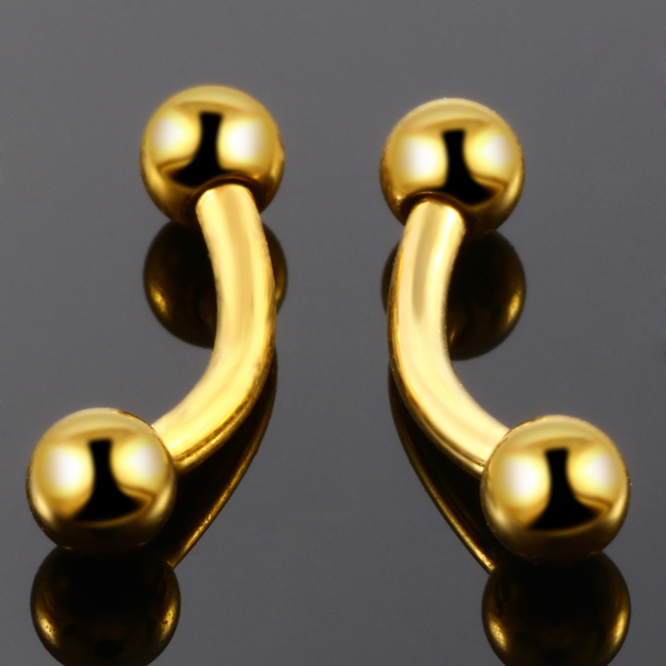 Piercings Labret Vertical de titanio G23, hilo externo, barra curva, lengua, ceja, labio, oreja, hélice, joyería para el cuerpo, 1 ud.
