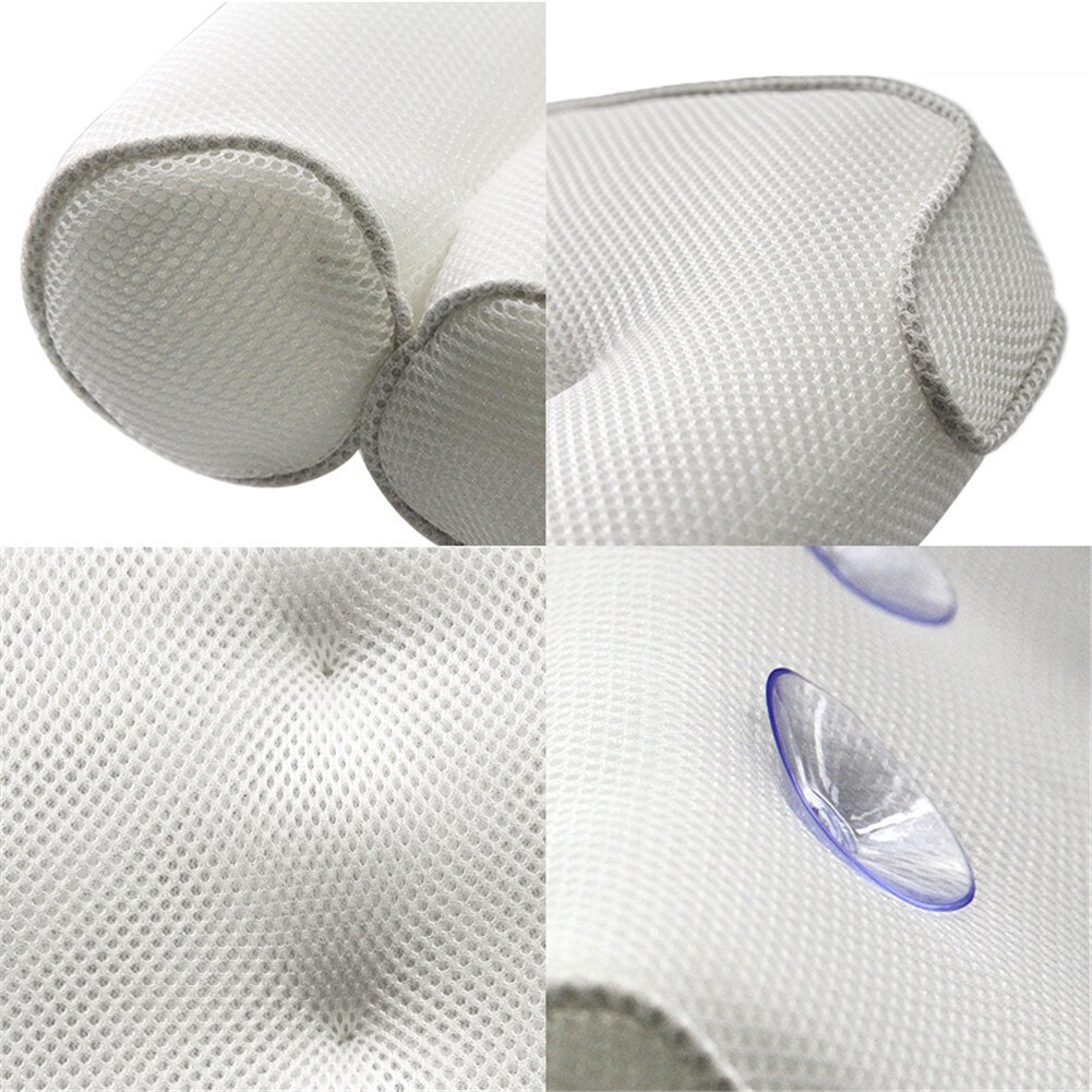 3d mesh spa skridsikker polstret badekar spa pude badekar nakkestøtte pude med sugekopper til nakke og ryg badeværelse levering