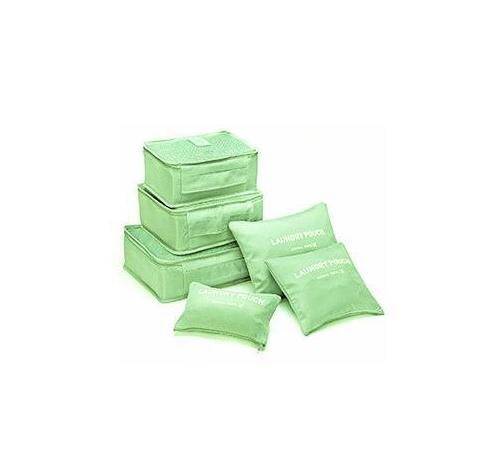 6 sztuk podróżne siatki na odzież wodoodporne torby przenośny bagaż organizator worek opakowanie Cube wielofunkcyjne akcesoria Oxford Mesh: Green