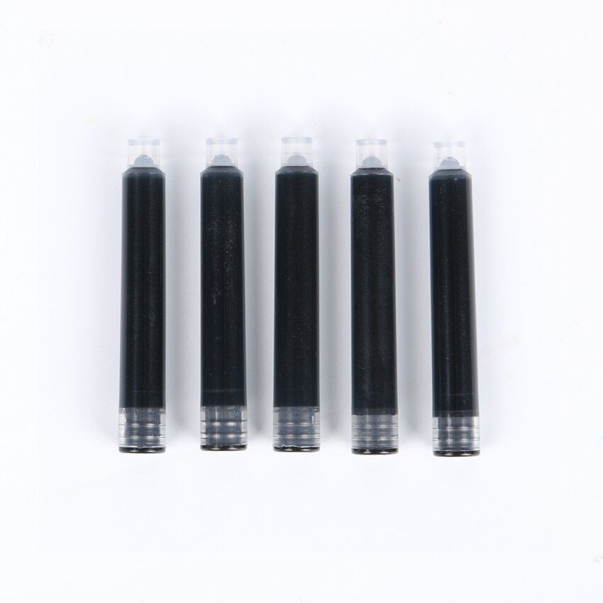5PCS Disposable Black Blue Business Fountain Pen Ink Refills Universal Replaceable Ink Sac: Black