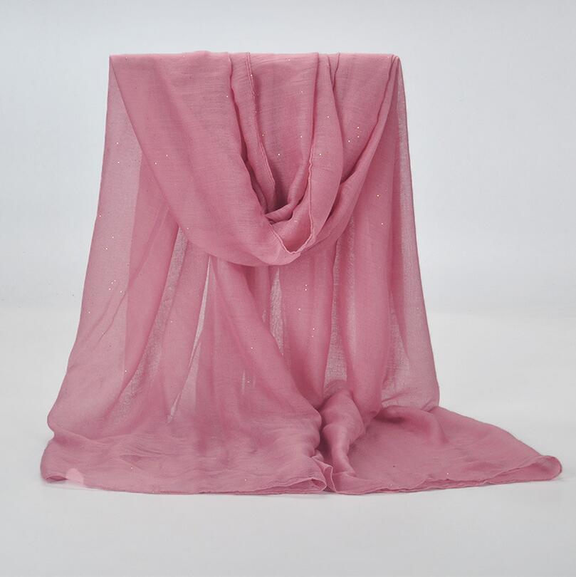 1 Pcs Plain Hijaabs Voor Vrouwen Viscose Solid Shawl Glitter Gouden Sjaal Moslim Hoofd Wrap Elegante Sjaals 20 Kleuren Plus size: rbber pink