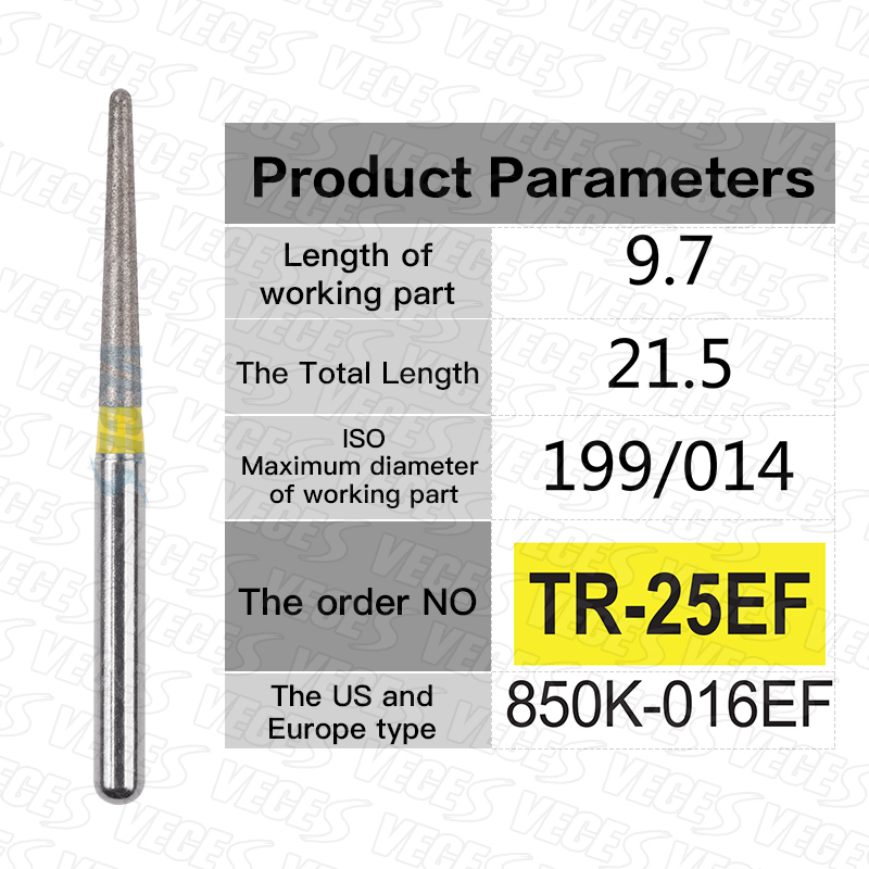 Fresas de diamante Dental finas Extra finas tipo TR, taladros de fresas para odontología estándar, herramientas de dentista FG, fresa de alta velocidad de 1,6mm, 10 Uds.: Negro