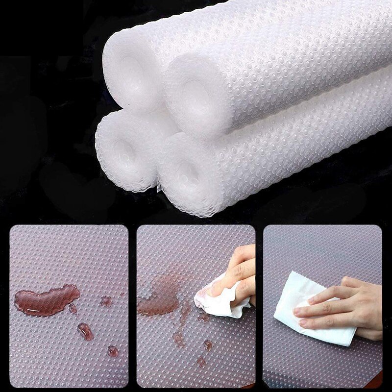 4 Rolls Shelf Liners for Kitchen, Cabinet Cupboard, Non-Slip Drawer Liners for Refrigerator, Desk, Shoe Placemats