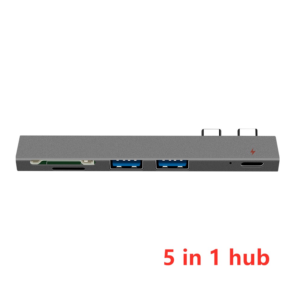 Usb C Hub Thunderbolt 3 Dock Met Hdmi-Compatibel Adapter Tf Sd Reader Pd 3.0 Voor Voor Macbook Pro/Air -: 5 in 1 hub grey
