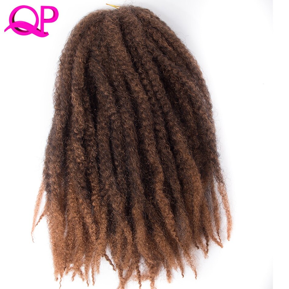 Qp hiukset 20 juuria virkatut hiukset 18 '' ombre himmeä väri afro kinky kihara punotus hiukset synteettiset pidennykset marley punokset: T1b/30
