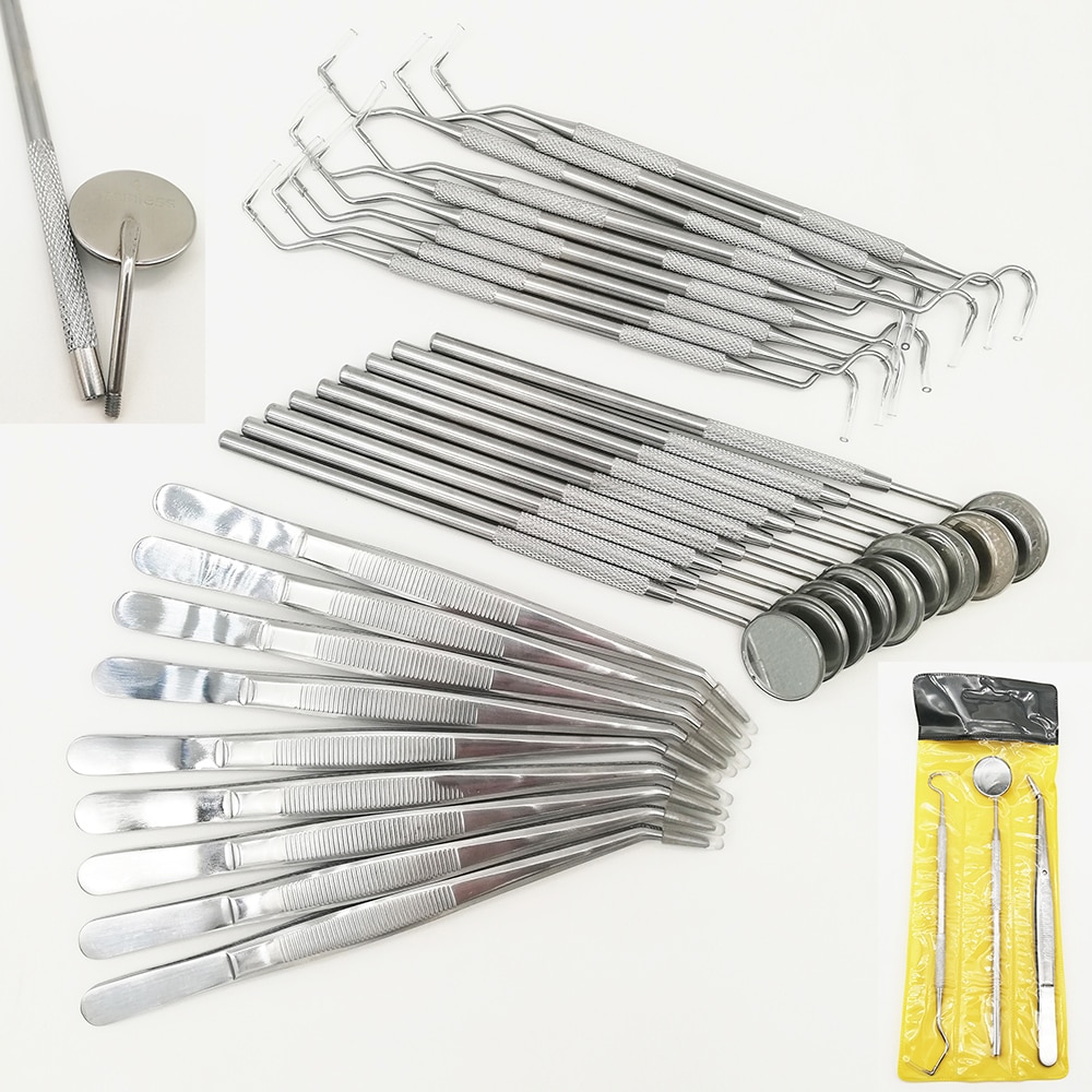 9 sæt tandspejl kit tandlæge laboratorie mund spejl tandlæger pick tool tænder scaler tandlæge værktøj tandmateriale kit 3 stk/sæt