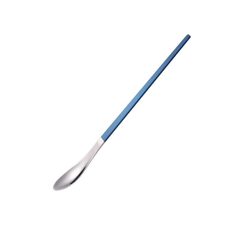 304 Stainless Steel Long Handle Stirring Spoon Cocktail Bartender Spoon Coffee Spoon Dessert Long Spoon Japanese Stirring Spoon: Silver Blue