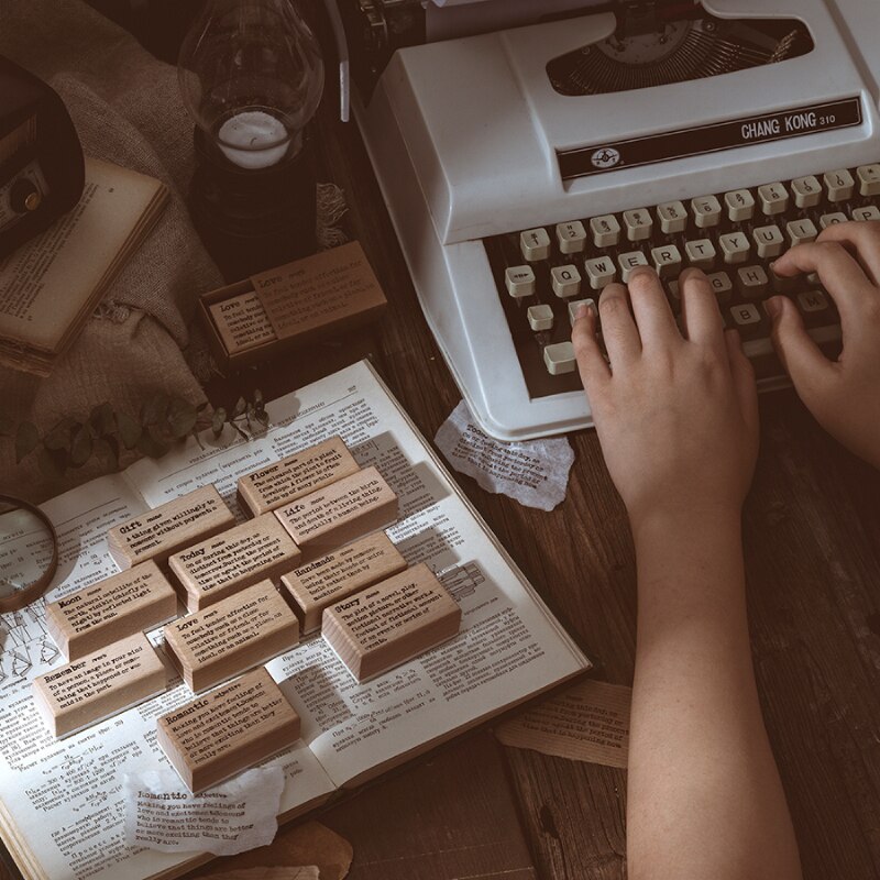 retro Englisch Wörterbuch holz klar Gummi stempel für DIY scrapbooking/foto Album Dekorative stempel Standard stempel holz dichtung