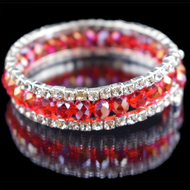 Rhinestone Crystal Silver Plated Bracelets For Women Red/Black/Blue/Multicolor /Yellow/Green/White Bracelets & Bangles