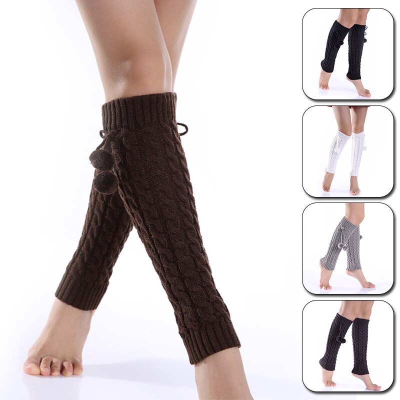 Bein Wärmer Gamaschen Aufladungs-stulpen Oberschenkel Hohe Warm Knit Gestrickte Knie Socken mit Pelz Ball Weihnachten für Frauen mädchen