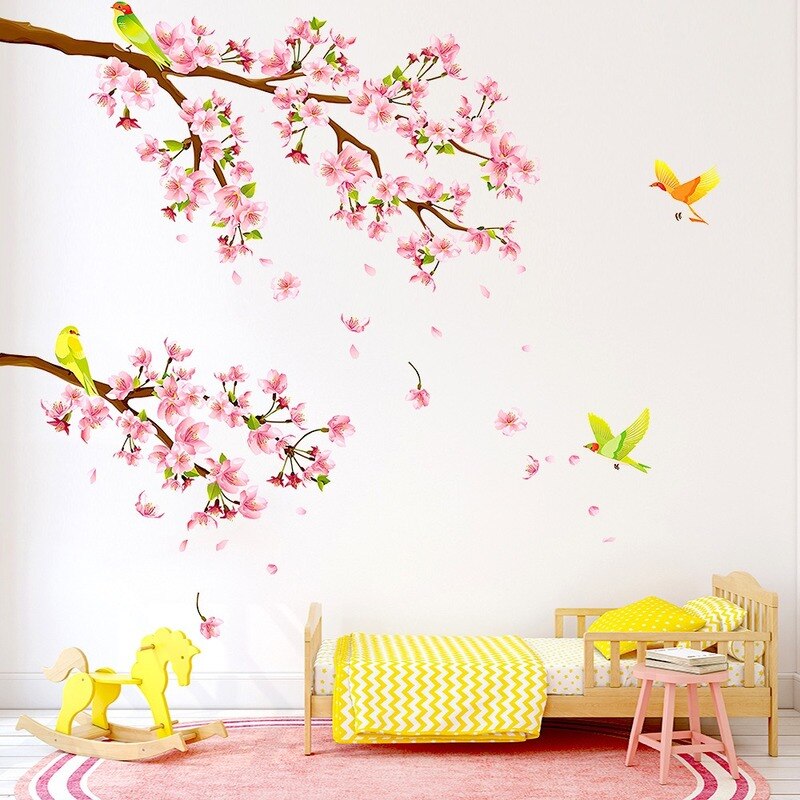 Wall Stickers Cherry Blossom Wall Decal Tree Branch Wall Decals Bedroom Living Room Television Wall Home Decoration