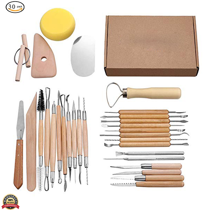 Pottery Tools Clay Sculpting Tool Set Wooden Handle Pottery Carving Tool Set Pottery Ceramics Fimo Modeling Carving Tool Kit